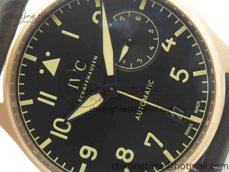 MIROTIME 0823 Big Pilot IW510301 Satin-Polished RG YLF Best Edition Black Dial On Leather Strap A Flexible 7222